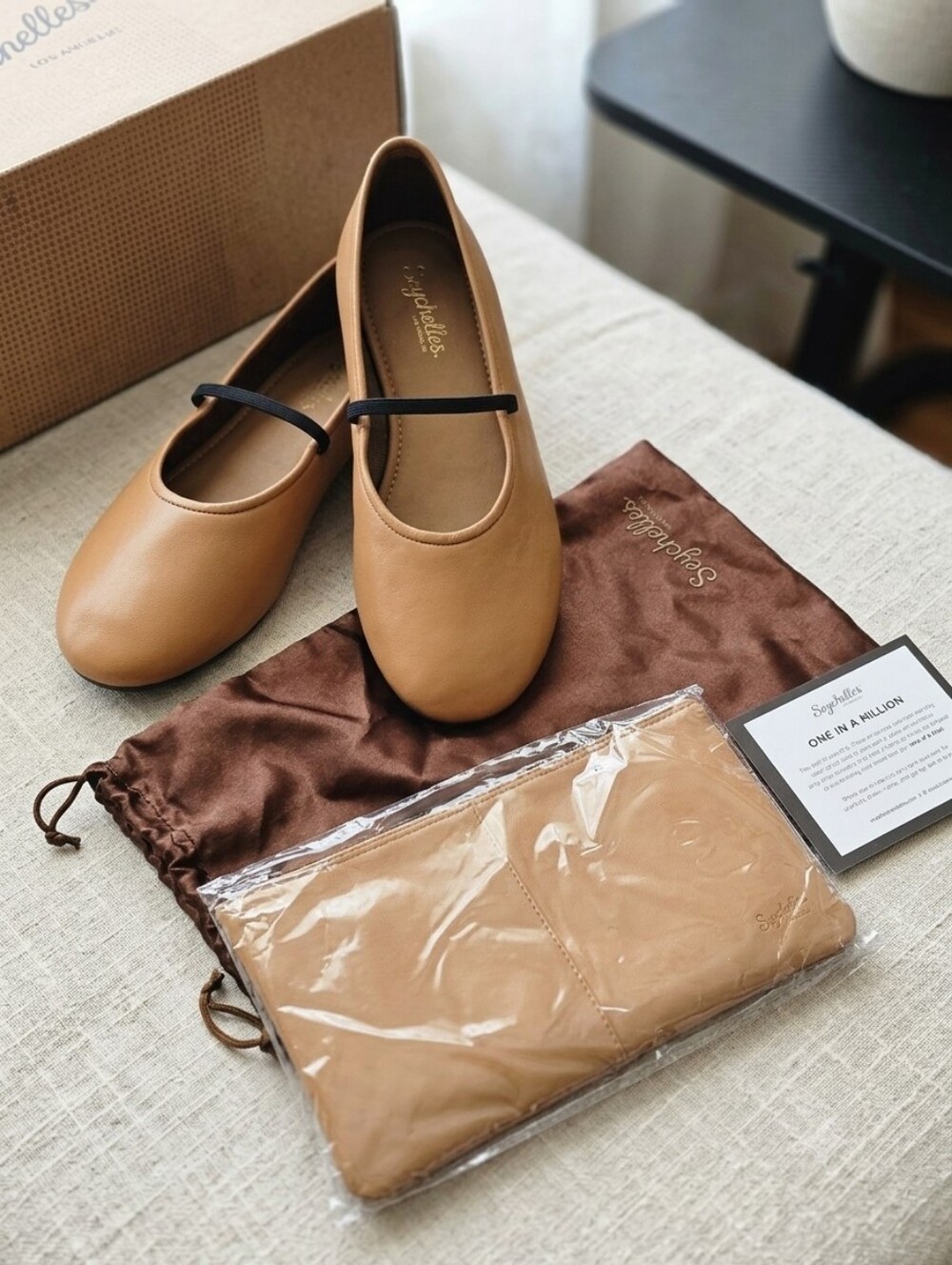 Seychelles Neon Moon Tan Leather Mary Jane Ballet Flats